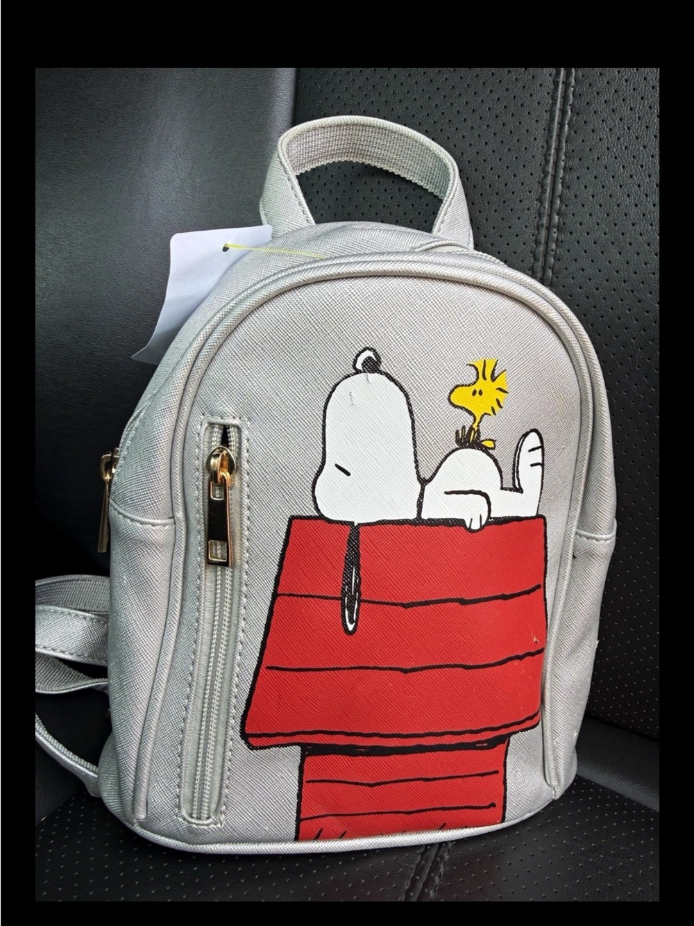 Peanuts Silver Mini Backpack with Red Doghouse and Yellow Woodstock